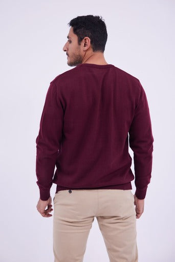 V-neck Basic Sweater - Burgandy