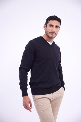 V-neck Basic Sweater- BLack